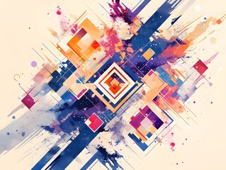Vibrant Abstract Explosion of Colorful Geometric Shapes and Patterns