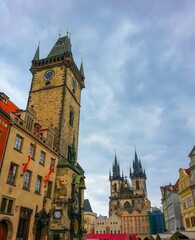 Fototapeta premium Historic scene of Prague town square