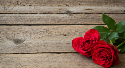 red rose on wooden background