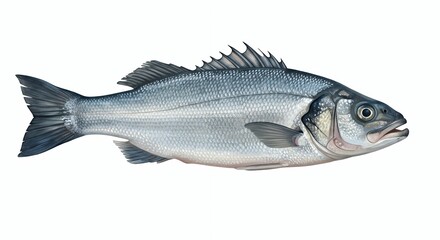 Fototapeta premium Isolated Sea Bass Illustration on White Background for Seafood Concepts
