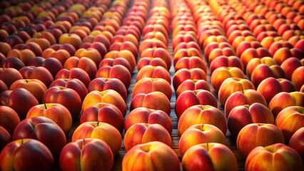 Fototapeta premium Juicy Peaches and Nectarines: Rows of Fresh Summer Fruit
