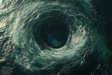 Bioluminescent Whirlpool Spiraling Down into the Deep Blue Sea