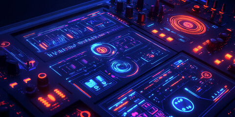 Obraz premium Futuristic Digital Transformation Interface with AI and Cyber Technology