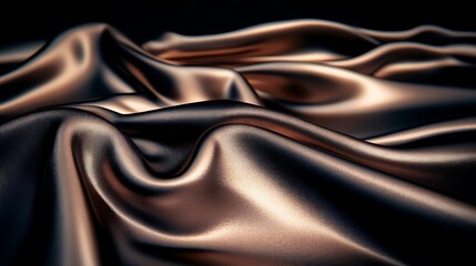 Obraz premium Elegant Copper Cloth Waves, Soft Shimmering Fabric Texture with Curvy Folds, Modern Art Rendering, Luxurious Look