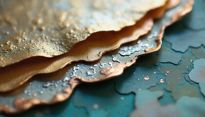 Golden Copper Foil Texture on Green Background