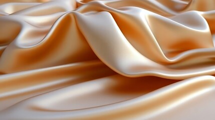 Obraz premium Waves of Flowing Satin Fabric in Beige and Golden Tones Luxurious Elegant Aesthetic Texture