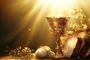 Stunning backdrop for holy communion capturing the essence of tradition with a golden chalice.