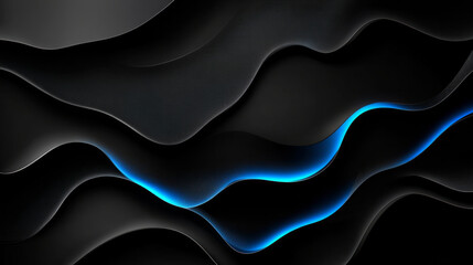 Obraz premium A dark grey and black abstract background with a glowing blue effect creating a dynamic and futuristic atmosphere. AI generative
