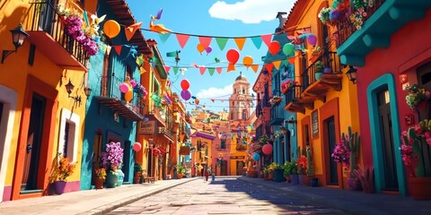 The lively charm of a city street in full bloom.