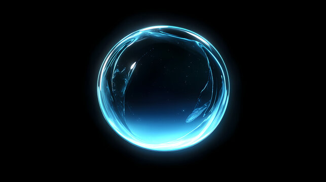 Mysterious blue aura surrounds a glowing orb in the darkness of space, space, mystery. Mystery - Night. Illustration