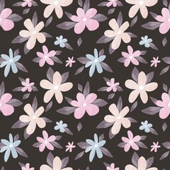 seamless pattern with cartoon flowers. hand drawing. design for fabric, print, textile, wrapper	
