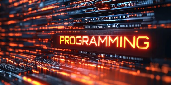 Abstract design featuring the word PROGRAMMING prominently displayed.