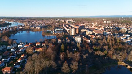 Aerial View of Karlstad, Sweden with Lakes, Parks, and Cityscape 