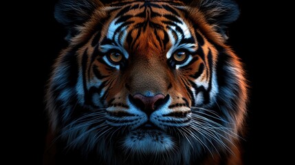 Obraz premium Tiger Portrait in Dark Night