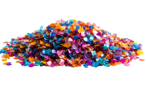 Multicolored confetti on transparent background
