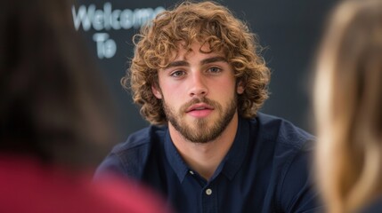 portrait of a Young Man with Curly Hair