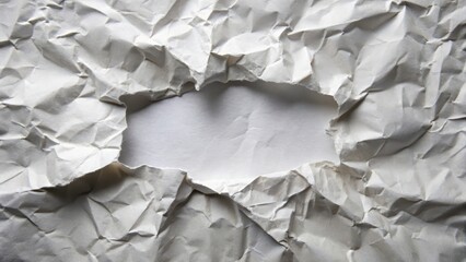 Obraz premium A piece of paper with a large tear in the center, revealing a jagged edge and frayed edges , creased, tear, creased