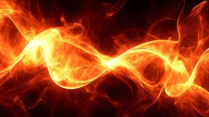 Fototapeta premium Fiery Abstract Energy Waves Background, Abstract fire, orange energy, glowing plasma, fiery swirls, hot energy