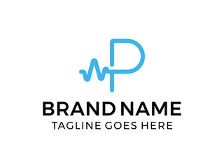 editable vector creative letter p with pulse symbol design illustration isolated on transparent background