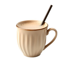 Cozy Creamy Beverage with Frothy Foam and Straw