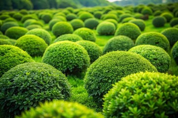 Lush Green Field, Close-up View of Verdant Shrubs and Bushes