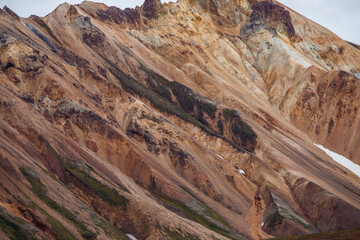 Breathtaking Natural Landscape Featuring Unique Geological Strata with Vivid Colors and Textures on...