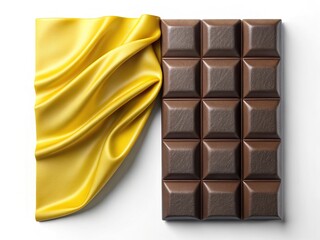 Obraz premium Chocolate Bar on Rippled Fabric, Forest Floor, Dramatic Lighting