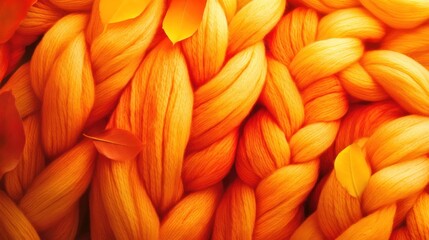 Fototapeta premium Autumnal Orange Knit Texture: A Warm and Cozy Braid