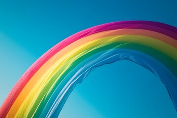 Obraz premium Vibrant Colorful Rainbow Arc Curving Against Scenic Sky