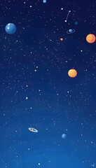 Fototapeta premium An illustration showing planets and stars in outer space