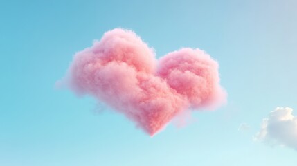 Pink Heart Cloud in a Blue Sky