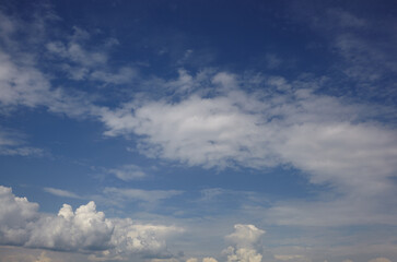 Abstract image of blurred sky. Blue sky background with cumulus clouds