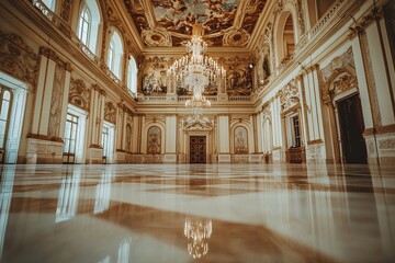 Obraz premium Grand Palace Ballroom with Towering Chandeliers and Gilded Walls