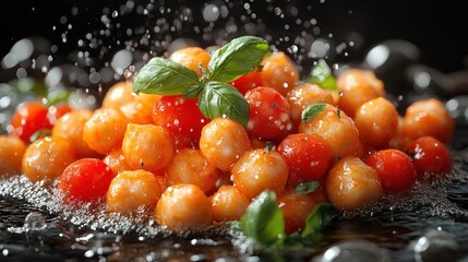 Water Splashing Gnocchi with Tomatoes & Basil