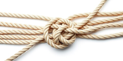 Close Up Nautical Rope Knot Isolated White Background