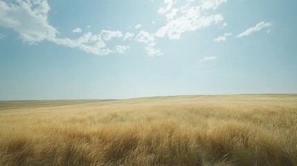 Fototapeta premium Golden wheat field under a bright summer sky.
