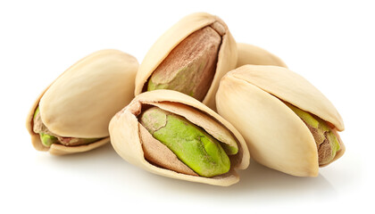 Fototapeta premium Peeled pistachio nut isolated on white