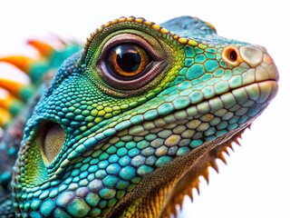 Obraz premium Macro Close-Up of Water Lizard Dragon Head, Reptile Detail, Amphibian Texture, Scaly Skin