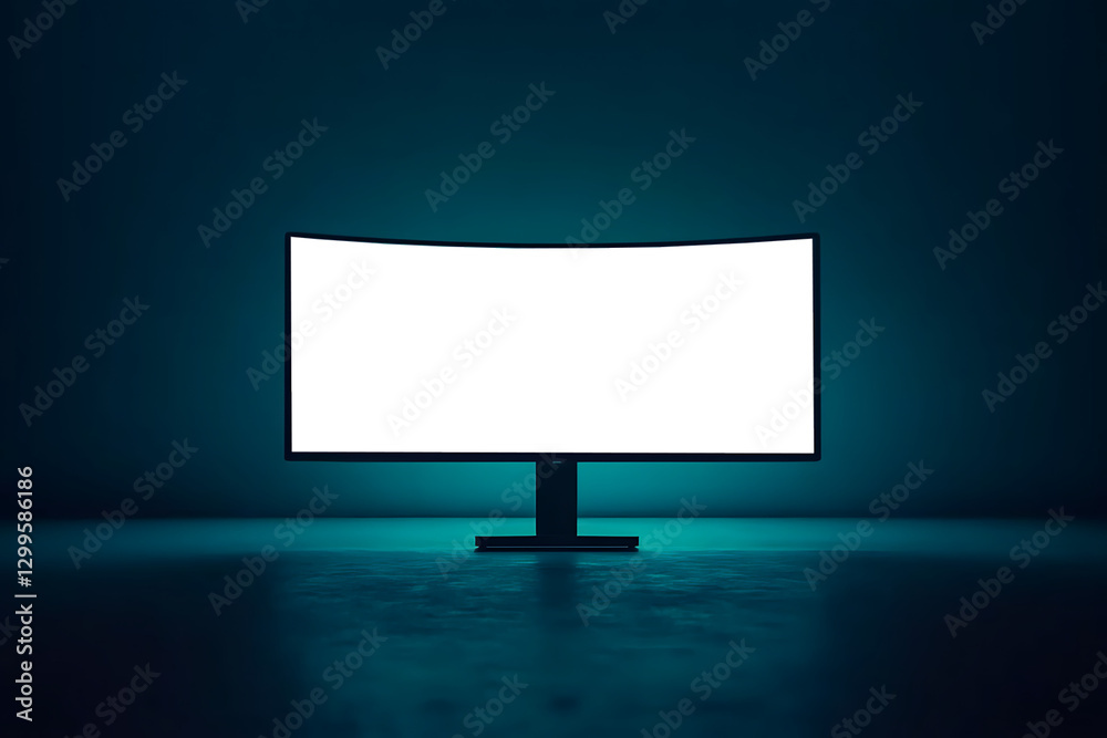 Wall mural modern gaming monitor featuring a png display for personalization on a deep teal background with amp