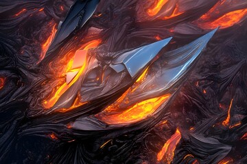 Mesmerizing Abstract Molten Lava Explosion With Vibrant Fiery Textures and Dramatic Natural Geological Patterns