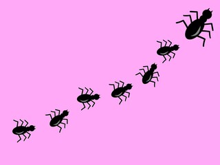 Line of ants silhouette pattern. Ants pattern marching in a line