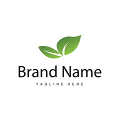 Fototapeta premium fresh green leaf logo simple green leaf plant nature concept illustration template