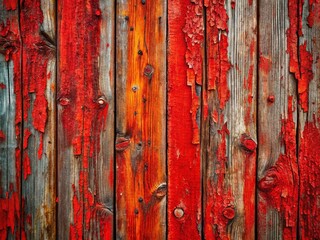 Macro Red Grunge Wood Texture: Close-Up Detail of Weathered Barn Wood