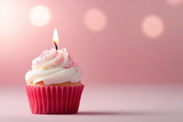 Pink Cupcake with Candle