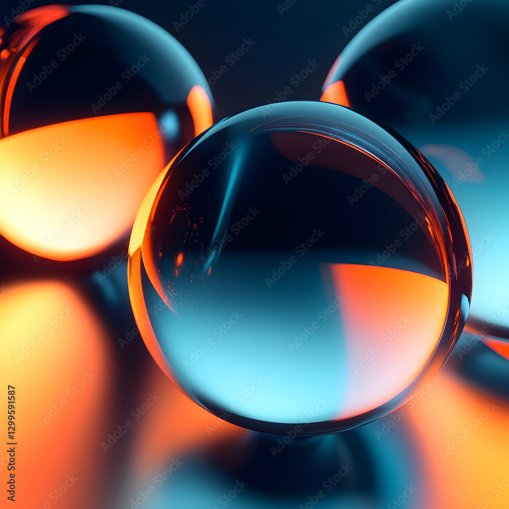 Wall mural 3d rendering of a smooth black gradient background with orange and blue lighting on the edges. the f