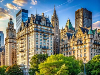 Naklejka premium Majestic Architecture near Central Park, NYC - Dakota Building View