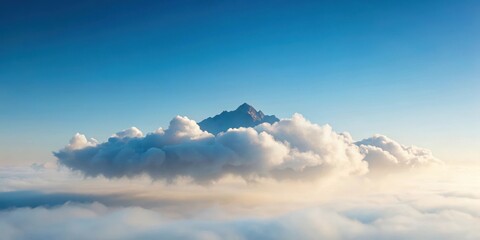 Fototapeta premium A delicate cloud drifting lazily across a serene sky with soft, white peaks and gentle wisps of fog, atmospheric
