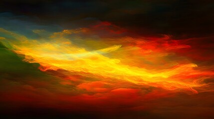 Fototapeta premium Fiery Abstract Sunset Sky, AI Generated Art