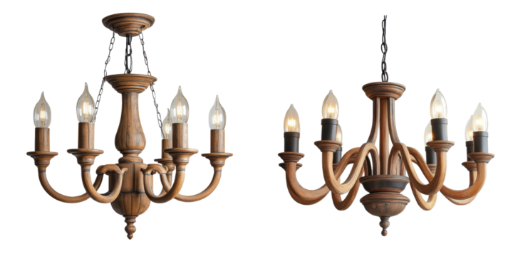 Elegant Wooden Chandeliers with Classic Style and Warm Lighting