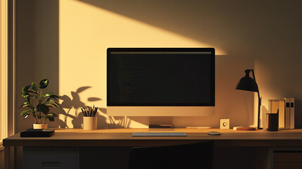 A serene workspace with natural lighting and minimal decor.